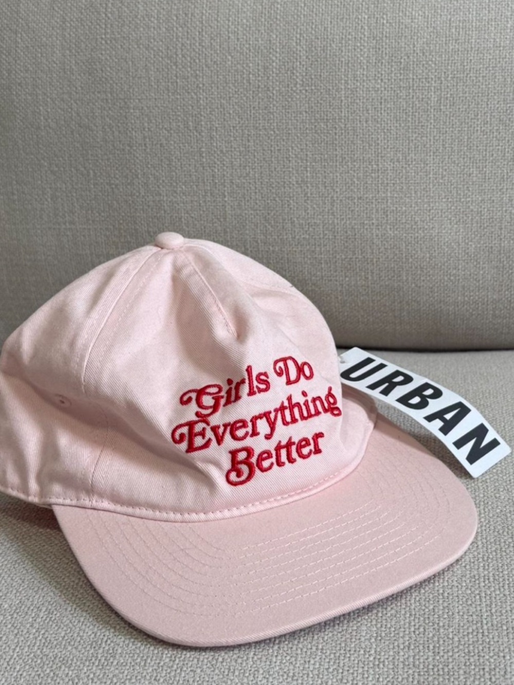 Pink Baseball Cap with "Girls Do Everything Better" Embroidery
